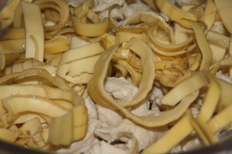 chopped banana flower and chicken